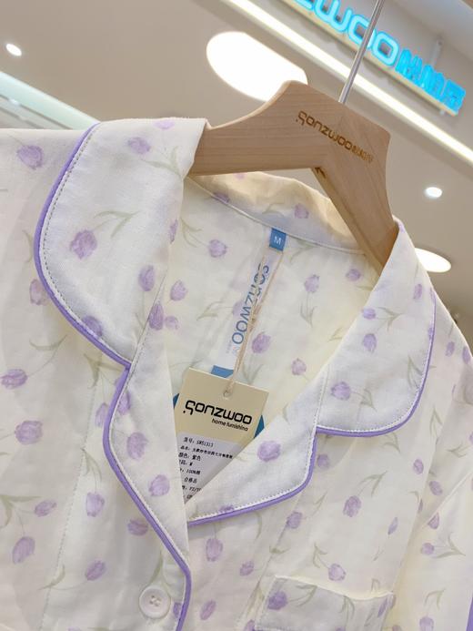 松植屋女款纱布清新田园七分袖长裤套装100% 纯棉纱布面料 柔软吸汗透气- 商品图8