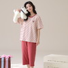 自然醒云间针织棉（带胸垫）睡衣女春夏款短袖七分裤可爱卡通套装夏天甜美女士家居服QH 商品缩略图3