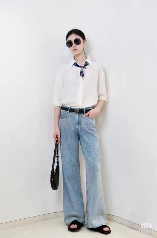 55-1 小禾 独家圆正 25春夏  中高腰 超柔水洗 阔腿牛仔裤 我穿29码 商品图4