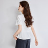 莫代尔白色圆领t恤，正肩修身型设计感遮肚小个子上衣CC-66-87018 商品缩略图3