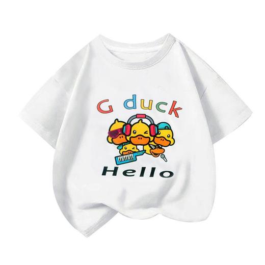 【任选 二件49.9元】小黄鸭儿童新款服装夏季短袖圆领T恤男女潮流卡通印花百搭上衣纯棉 商品图4