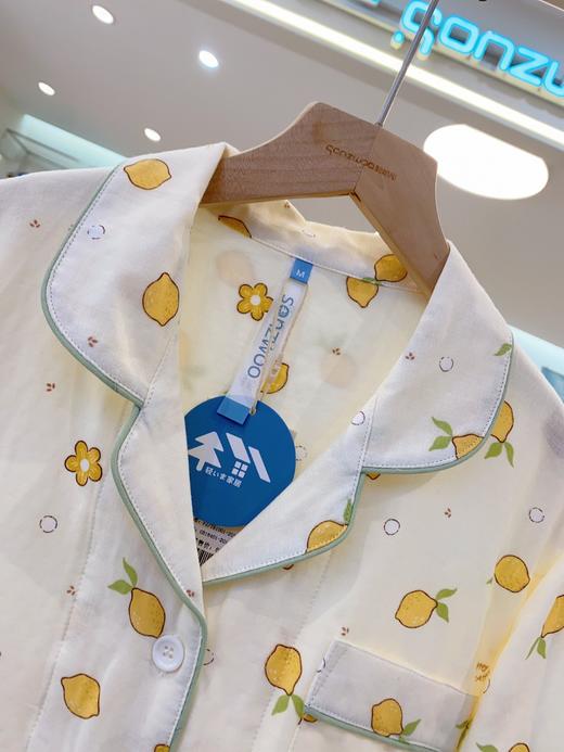 松植屋女款纱布清新田园七分袖长裤套装100% 纯棉纱布面料 柔软吸汗透气- 商品图4