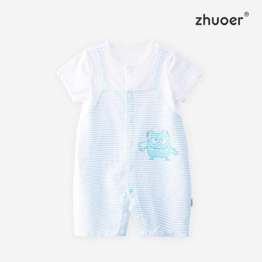 卓儿夏季短袖长袖透气清凉卡通条纹连体衣 商品图0