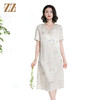 佐尔美国风真丝100%桑蚕丝提花新中式短袖连衣裙女M42LS79 商品缩略图1