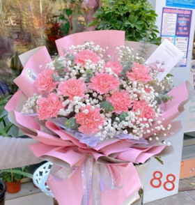 11支康乃馨满天星花束