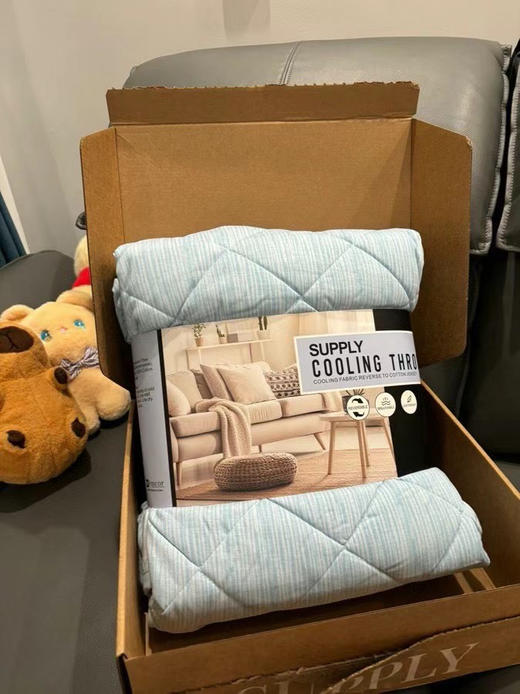 美单原单SUPPLY纯棉冷感被，客户退单，正面100%针织纯棉，内面55%（尼龙+PE）复合+45%尼龙，中间填充100%聚酯纤维，三层面料绗缝！ 商品图0