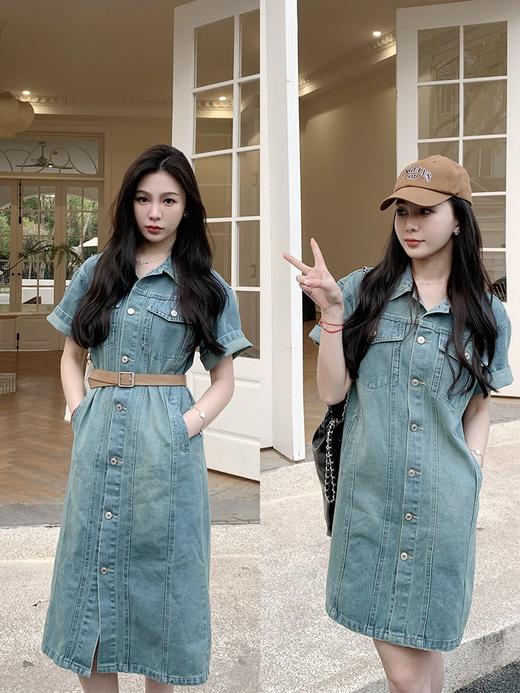 金蘑菇菇 怀旧少女的一天/100纯棉环保酵素水洗牛仔裙 商品图1