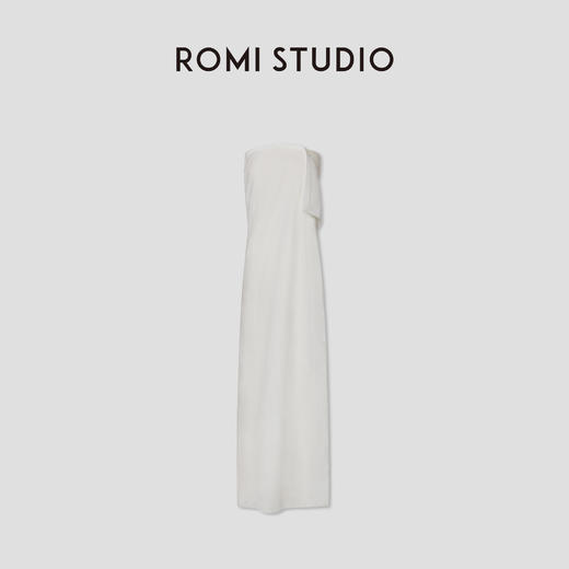 ROMI STUDIO极简度假风高支棉桑蚕丝双层抹胸式连衣裙 RWCSLY1783 商品图4
