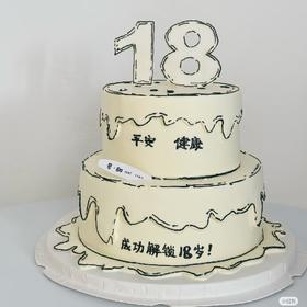 ［二次元主题双层定制成人礼蛋糕］