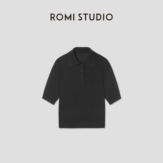 ROMI STUDIO桑蚕丝绵羊毛混纺极简老钱翻领短款针织衫RW24LSY1180【发货时效25天】 商品图0