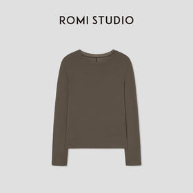 ROMI STUDIO极简风精梳全棉轻薄垂感毛边圆领长袖T恤 RWCSSD2821
