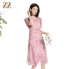 佐尔美夏季新款时尚气质碎花桑蚕丝短袖连衣裙女M42LS72 商品缩略图2