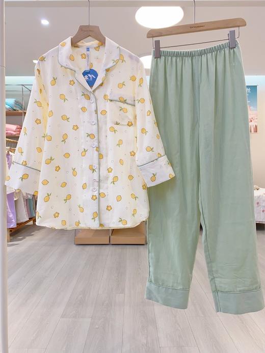 松植屋女款纱布清新田园七分袖长裤套装100% 纯棉纱布面料 柔软吸汗透气- 商品图3