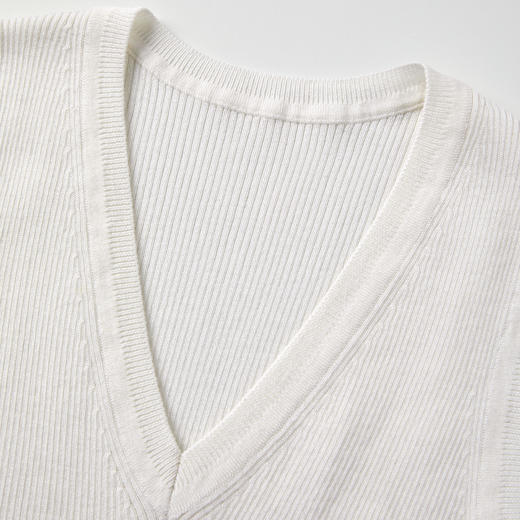 ROMI STUDIO桑蚕丝绵羊毛混纺坑条肌理V领修身毛织背心RWCSST2254 商品图2