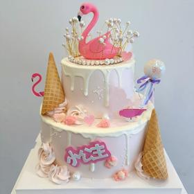 【爱的火烈鸟珍珠皇冠女神蛋糕】