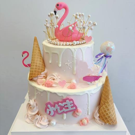 【爱的火烈鸟珍珠皇冠女神蛋糕】 商品图0