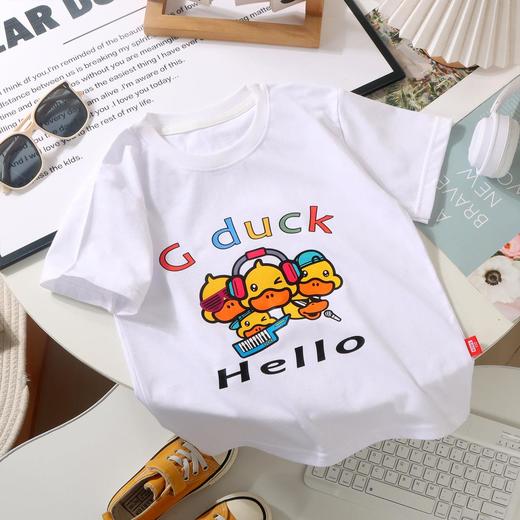 【任选 二件49.9元】小黄鸭儿童新款服装夏季短袖圆领T恤男女潮流卡通印花百搭上衣纯棉 商品图2