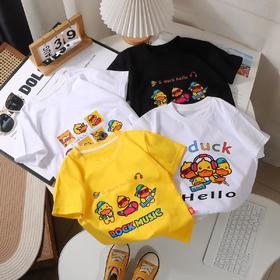 【任选 二件49.9元】小黄鸭儿童新款服装夏季短袖圆领T恤男女潮流卡通印花百搭上衣纯棉