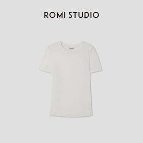 ROMI STUDIO“Clean fit”棉质麻肌理感圆领宽松短袖T恤 RWCSSX3047