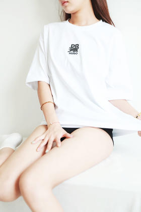 胸口印花tee，限量联名的喔！！基础圆领全棉平纹针织t恤C050466