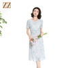 佐尔美夏季新款时尚气质碎花桑蚕丝短袖连衣裙女M42LS70 商品缩略图2