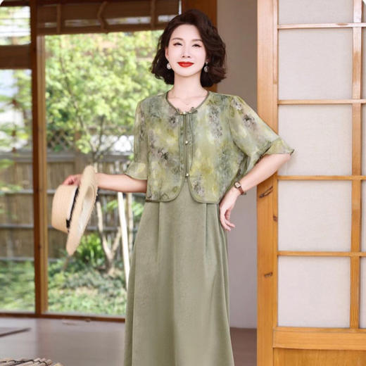 对音夏款轻奢气质妈妈装大码连衣裙套装JK-NF231 商品图4