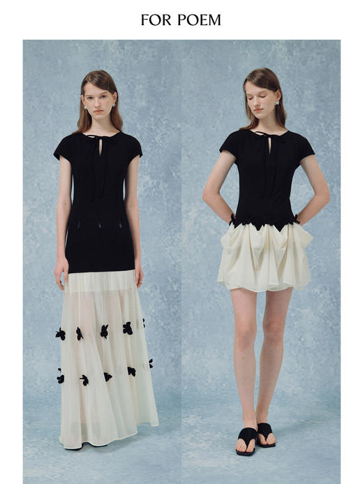 ForPoem 现货 25/SS原创设计醋酸网纱立体花多穿法重工长款短款连衣裙 商品图0