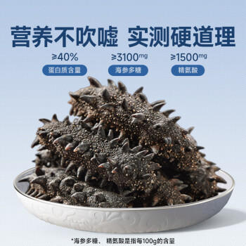 久年大连国标品质淡干海参500g40-60头 底播辽刺参 海鲜海产干货礼盒 /粮油调味 /南北干货 /干海参 商品图4