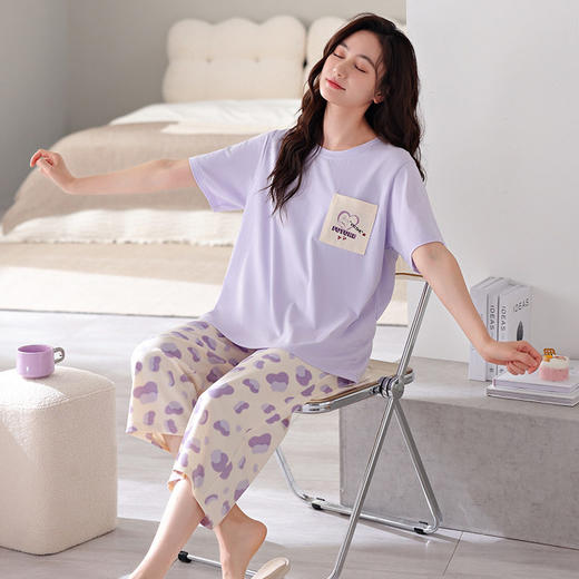 夏季新品拉架棉睡衣女士短袖七分裤套装可爱少女休闲舒适家居服   JL-LGA3028/LGA3029/LGA3030/LGA3031 商品图2