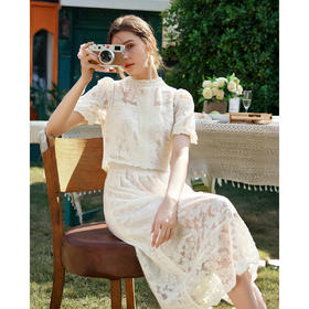 0lrain欧芮儿蕾丝小众短袖两件套装裙2025新款法式浪漫时尚套装女