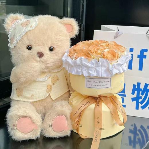 【晚安熊玩偶玫瑰永生花束】抱抱桶生日礼物 送女生女朋友闺蜜520礼物 商品图9
