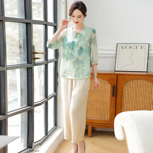 FW 9486雪纺套装时尚洋气大码两件套洋气印花 商品图2