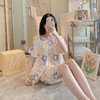 【休闲时尚！舒适感足】新款棉绸睡衣女夏季薄款短袖短裤家居服韩版甜美少女外穿大码套装。ry 商品缩略图0