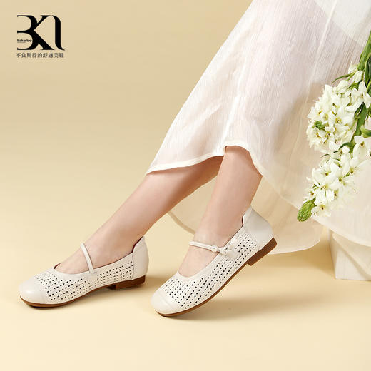 BAKERLOO圆头镂空细带平跟女鞋AD158 商品图3