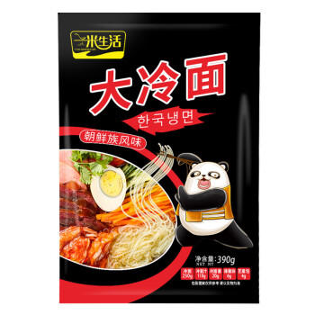 一米生活 大冷面 390g*5袋 小麦冷面 东北大冷面 朝鲜族风味特色 含料包 /粮油调味 /方便食品 /其他方便食品 商品图1