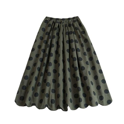 春秋百搭波点印花棉复古大摆半身裙！2025日系文艺显瘦中长款A字裙女款！ 商品图4