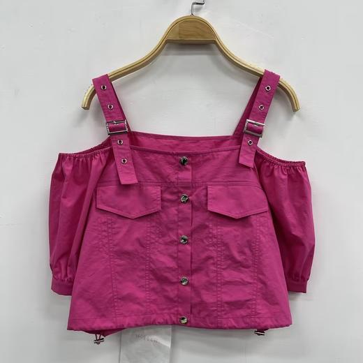 MY一字肩吊带双口袋短袖小衫50314（红）夏季 252140080321 商品图0