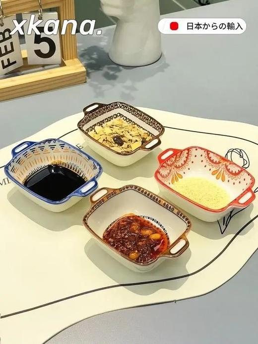 捡漏团6个19.9波西米亚风陶瓷料碗4英寸黄金尺寸蘸料、小食、甜品都可以装厚重手感媲美专柜大牌边缘立体浮雕设计基地直邮 商品图1