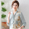 对音夏款时尚大码妈妈装雪纺印花小衬衫洋气上衣JK-N2815 商品缩略图3