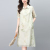 丁摩 印花短袖衬衫连衣裙女夏季新款洋气休闲宽松显瘦中长裙子5ZF-862 商品缩略图0