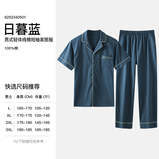 爱帝男士长绒棉短袖长裤套装夏季薄款翻领套装 商品图6