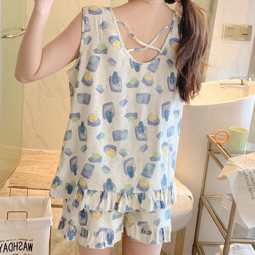 【家居外穿皆相宜】美背短裤睡衣女夏季可外穿棉绸家居服学生加大码绵绸套装薄。ry 商品图9
