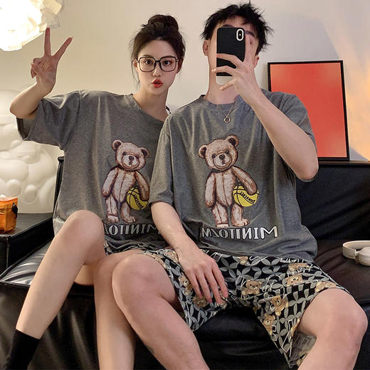 【GZ】无忧购情侣款日常短袖短裤家居服套装 商品图2