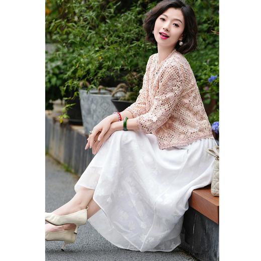 西子/小确杏轻盈烧花工艺百搭松紧腰高腰半裙/BQBH1609 商品图1