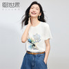 【初夏新品】熙世界休闲文艺风印花T恤女短袖圆领宽松减龄体恤上衣2025夏新款 商品缩略图0