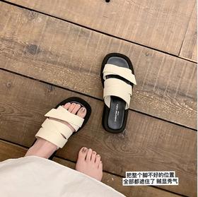 绕带拖！2025新款方头厚底沙滩度假休闲拖鞋女凉拖外穿夏季！
