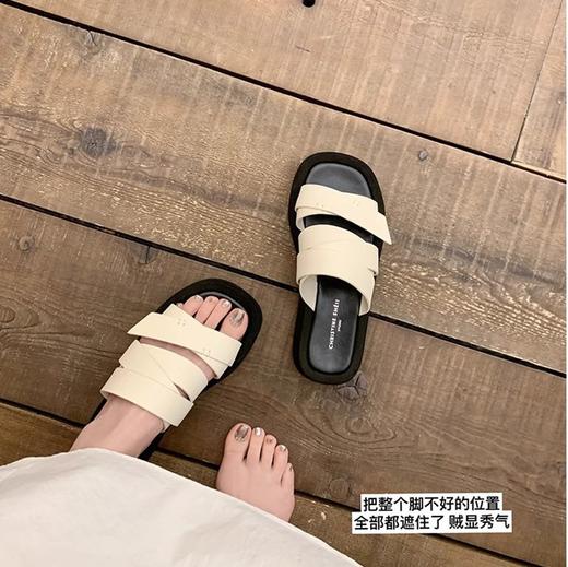 绕带拖！2025新款方头厚底沙滩度假休闲拖鞋女凉拖外穿夏季！ 商品图0