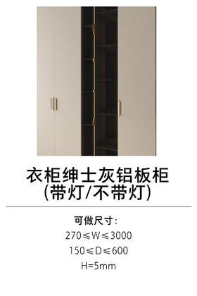 1-衣柜收纳五金-其他收纳类-4-绅士灰铝板柜(带灯、不带灯)