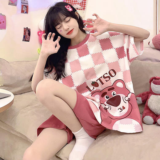 【甜美家居服！拿捏少女心】夏季短袖睡衣女士新款套装胖mm大码200斤可爱韩版卡通家居服。ry 商品图7
