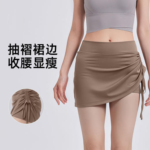 跃牌【瑜堂系列】新款抽皱运动短裙女防走光高腰提臀跑步假两件瑜伽健身裤JYMQ070 商品图0